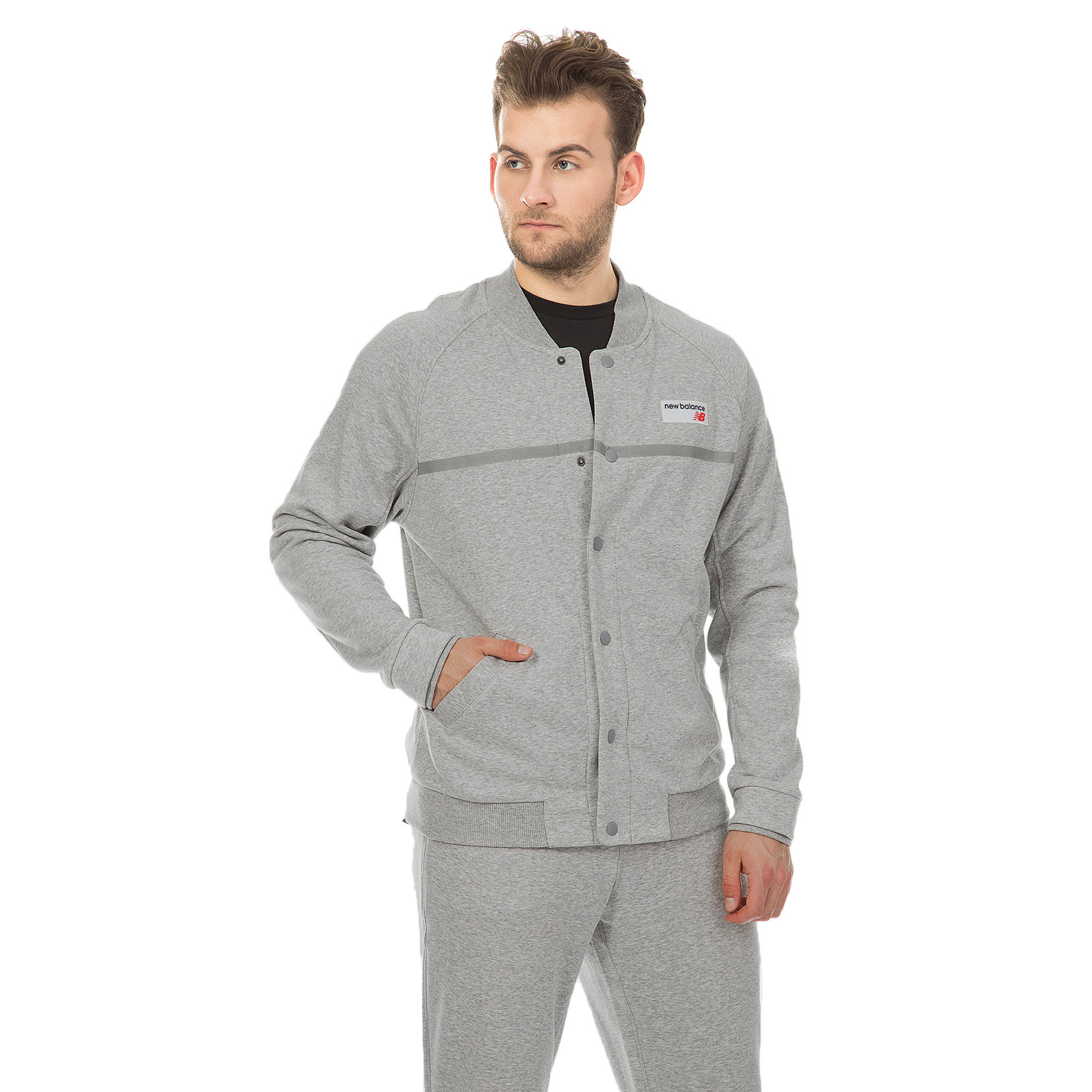 Бомбер NB Athletics Snap Front Fleece
